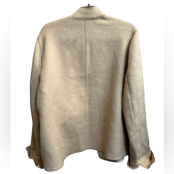 VINTAGE WOOL SIGRID OLSEN Women's Mock Turtleneck Jacket Tan Button Pockets SZ L - Picture 5 of 17